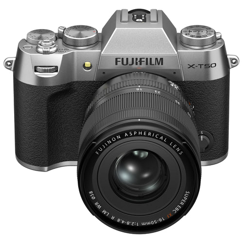 Fujifilm X-T50 Silver with XF 16-50mm Lens and instax mini Link 2 Print Kit (Space Blue)
