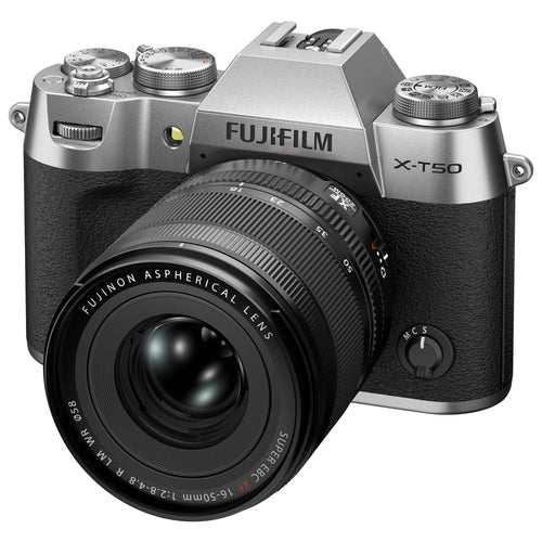 Fujifilm X-T50 Charcoal with XF 16-50mm Lens and instax mini Link 2 Print Kit (Space Blue)