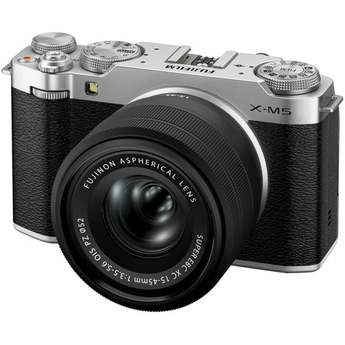 Fujifilm X-M5 Silver with XC 15-45mm Kit and instax mini Link 2 Print Kit (Space Blue)