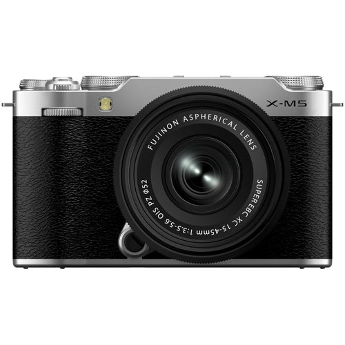 Fujifilm X-M5 Silver with XC 15-45mm Kit and instax mini Link 2 Print Kit (Space Blue)