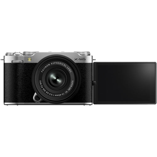 Fujifilm X-M5 Silver with XC 15-45mm Kit and instax mini Link 2 Print Kit (Space Blue)