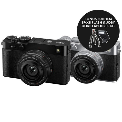 Fujifilm X-E5 with XF 23mm f/2.8 R WR Lens with Bonus Fujifilm EF-X8 Flash and Joby GorillaPod 3K Kit