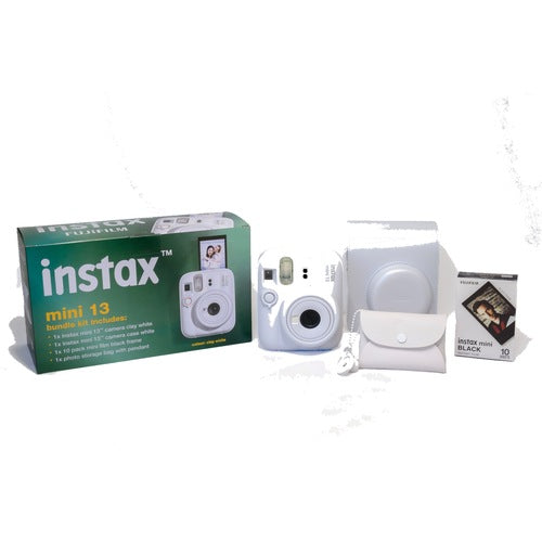 Fujifilm Instax Mini 13 Value Bundle Clay White - box with all included items