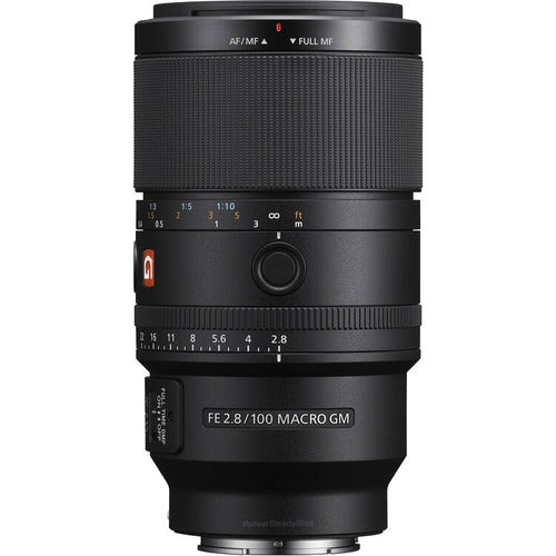 Sony FE 100mm f/2.8 GM Macro OSS Lens - side with focus scale