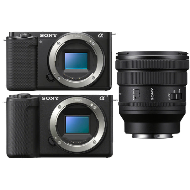 Sony ZV-E10 (Black) with Sony ZV-E10 II (Black) and FE 16-35mm F4 PZ G Lens