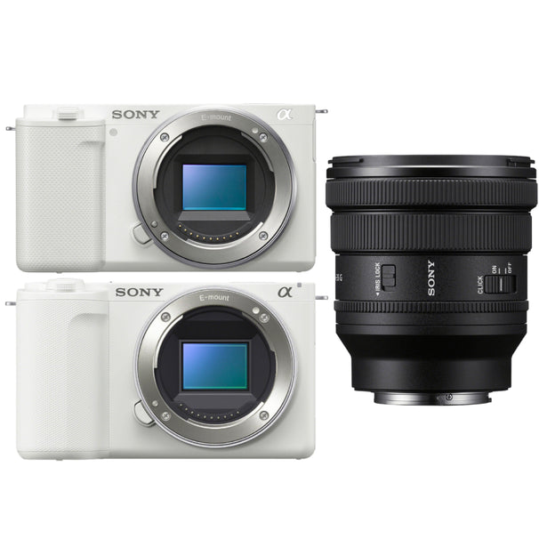 Sony ZV-E10 (White) with Sony ZV-E10 II (White) and FE 16-35mm F4 PZ G Lens