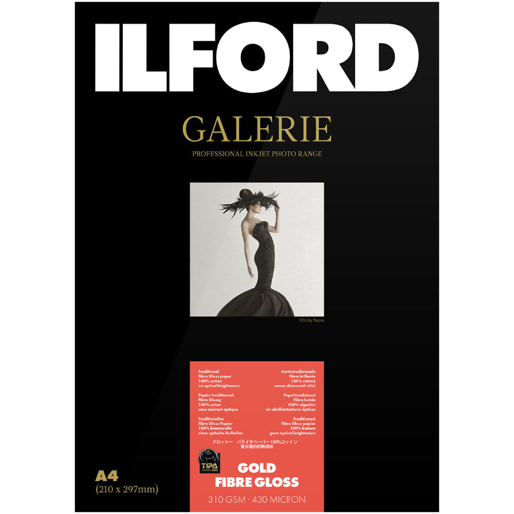 Ilford Galerie Gold Fibre Gloss, A4, 25 vellen (wit Ilford Galerie Gold Fibre Gloss, A4, 25 vellen (wit
