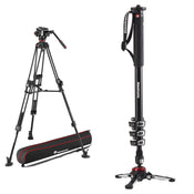 Manfrotto 504XTWFA-BDL Fluid Video Head, Fast Twin Aluminium Tripod and XPRO Monopod Bundle