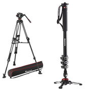 Manfrotto 504XTWFA-BDL Fluid Video Head, Fast Twin Aluminium Tripod and XPRO Monopod Bundle