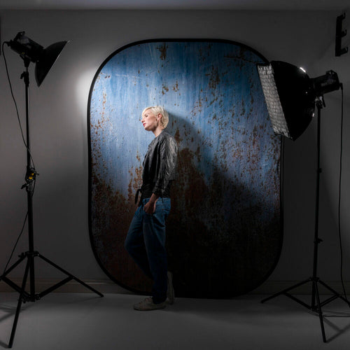 Manfrotto LL LB5713 Urban Collapsible Reversible Background 1.5 x 2.1m Rusty Metal / Plaster Wall