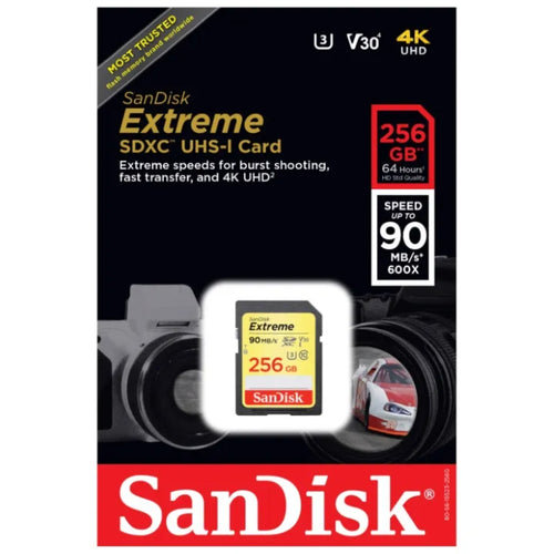 SanDisk Extreme SDXC UHS-I Memory Card 256GB 90MB/s 60MB/s