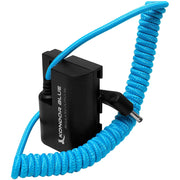 Kondor Blue Coiled DC 1.35/3.5mm to Canon LP-E6 Dummy Battery Cable (16-36