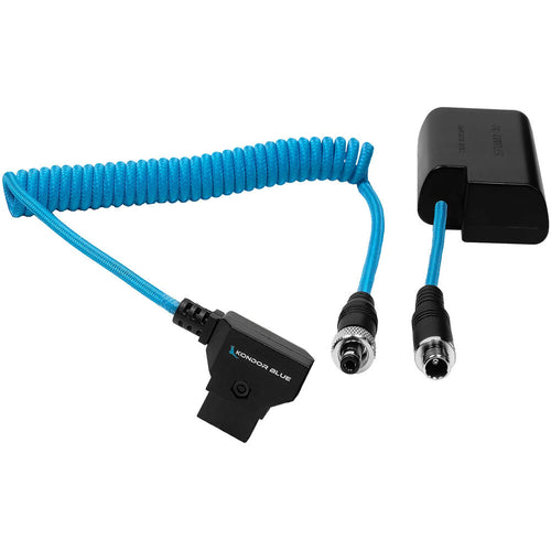 Kondor Blue Coiled D-Tap to BLJ31 Type Dummy Battery Cable (20 to 36