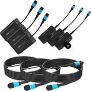 Kondor Blue Fletch Fiber Transmitter & Receiver Modules Kit for HDMI with Fiber Armored Cables OM3 MPO (50 Feet, 3-Pack)