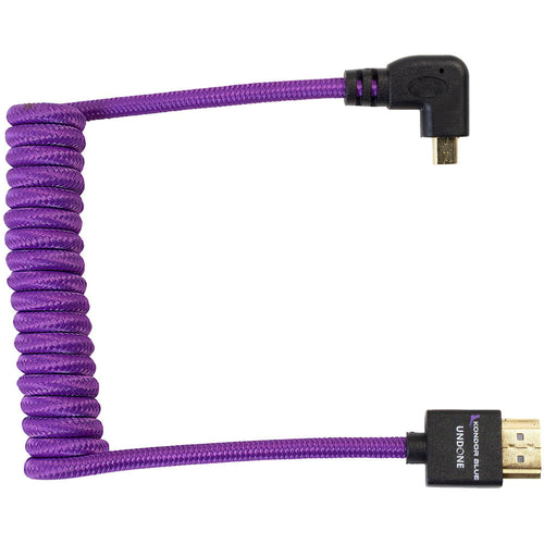 Kondor Blue Gerald Undone Braided Coiled High-Speed Right-Angle Micro-HDMI to HDMI Cable for Select Sony & Fuji Cameras (Limited Purple Edition, 12 to 24