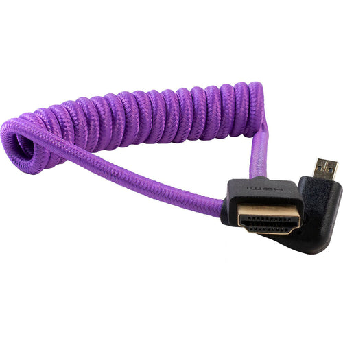 Kondor Blue Gerald Undone Braided Coiled High-Speed Right-Angle Micro-HDMI to HDMI Cable for Select Sony & Fuji Cameras (Limited Purple Edition, 12 to 24