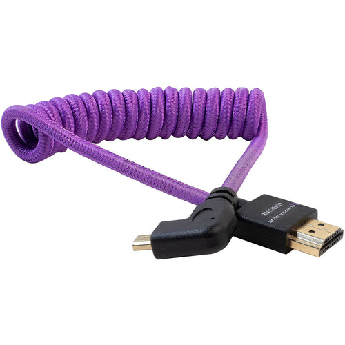 Kondor Blue Gerald Undone Braided Coiled High-Speed Right-Angle Micro-HDMI to HDMI Cable for Select Sony & Fuji Cameras (Limited Purple Edition, 12 to 24