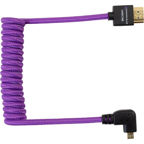 Kondor Blue Gerald Undone Braided Coiled High-Speed Right-Angle Micro-HDMI to HDMI Cable for Canon R5 & R6 Cameras (Limited Purple Edition, 12 to 24