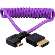 Kondor Blue Gerald Undone Braided Coiled High-Speed Right-Angle Micro-HDMI to HDMI Cable for Canon R5 & R6 Cameras (Limited Purple Edition, 12 to 24