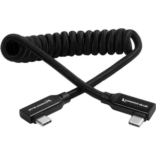 Kondor Blue 12 to 24" Coiled USB-C Right Angle Braided Cable