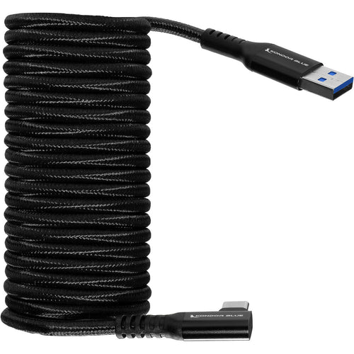 Kondor Blue USB-A to USB-C 3.0 Right Angle Cable (10', Blue)
