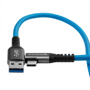 Kondor Blue USB-A to USB-C 3.0 Right Angle Cable (2', Blue)