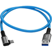 Kondor Blue USB-A to USB-C 3.0 Right Angle Cable (2', Blue)