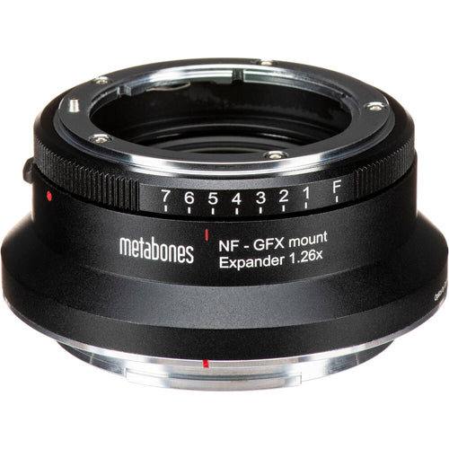 Metabones Nikon F to Fujifilm G-Mount (GFX) Expander 1.26x with Tripod Foot (Black)