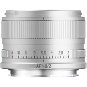 TTArtisan 40mm f/2 AF Lens (Silver)