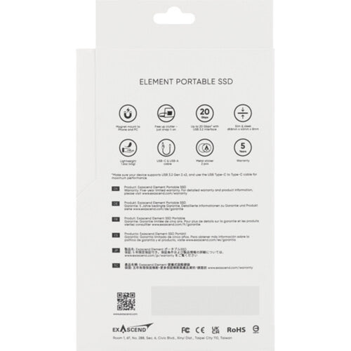 Exascend 4TB Element USB 3.2 Gen 2x2 Portable SSD