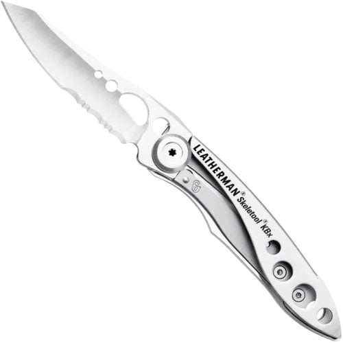 Leatherman Skeletool KBx Folding Pocket Knife with Clip 420HC S/S Combo Blade - Silver