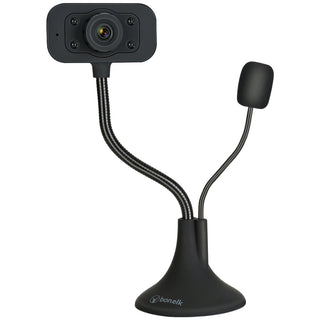 Bonelk USB Desktop Webcam, Flexible Neck, 1080p (Black)