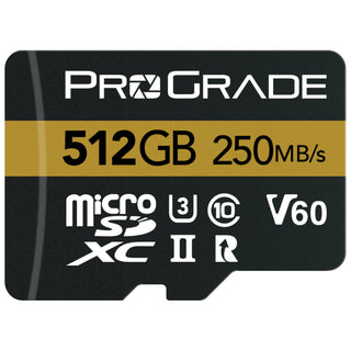 ProGrade Digital 512GB microSDXC UHS-II 250MB/s Gold Memory Card with Adapter - V60