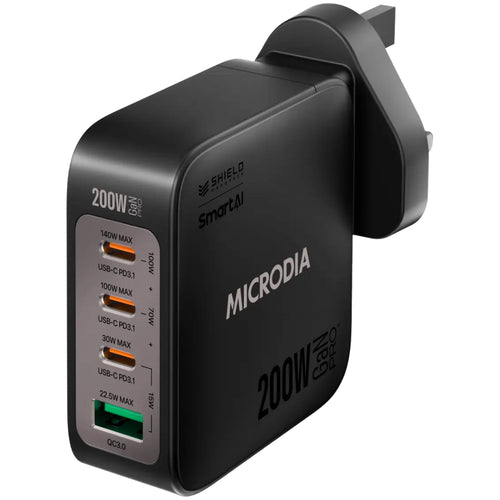 Microdia SmartCube Nano 200W 4 Port GaN Wall Charger