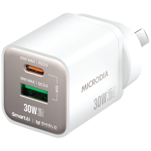 Microdia SmartCube Nano 30W Dual Port GaN Wall Charger