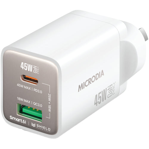 Microdia SmartCube Nano 45W Dual Port GaN Wall Charger