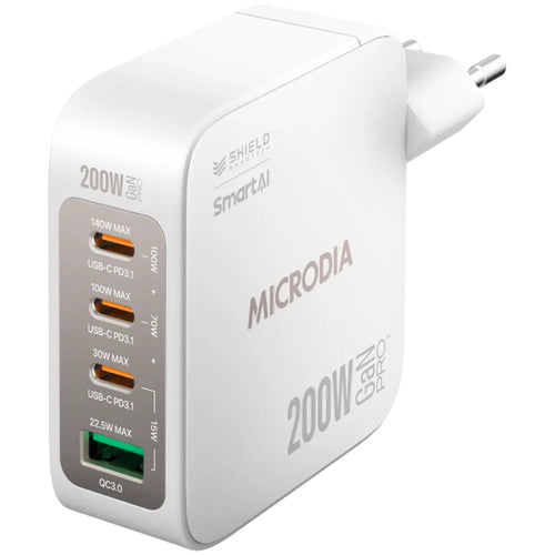 Microdia SmartCube Nano 200W 4 Port GaN Wall Charger