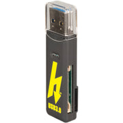 Hoodman HUSB3 Compact USB 3.0 SD MicroSD Card Reader SuperSpeed 5 Gb/s Bandwidth