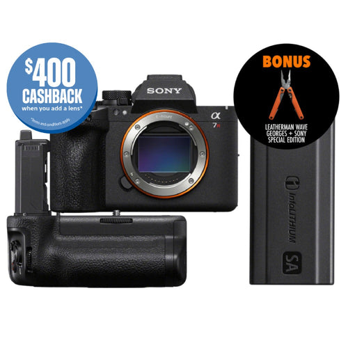 Sony A7R VI with VG-G6 Vertical Grip and Spare NP-SA100 Battery