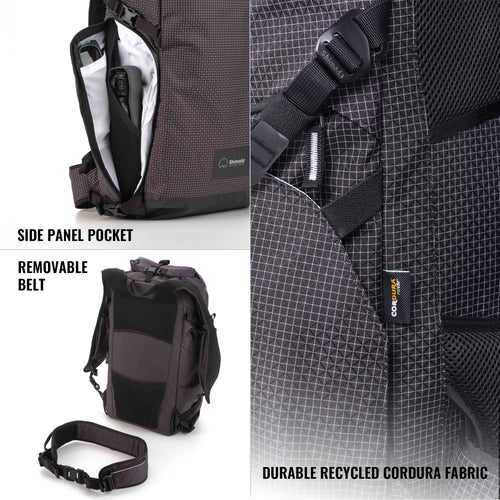 Shimoda Side Lite 22 side pocket, removable belt and Cordura fabric