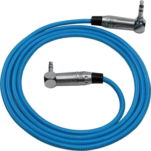 Kondor Blue 3.5mm Right-Angle TRS Stereo Audio Cable (48