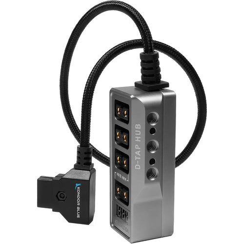 Kondor Blue Male D-Tap to 4-Port Female D-Tap Splitter Hub with Voltmeter (16