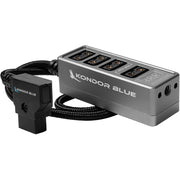 Kondor Blue Male D-Tap to 4-Port Female D-Tap Splitter Hub with Voltmeter (16
