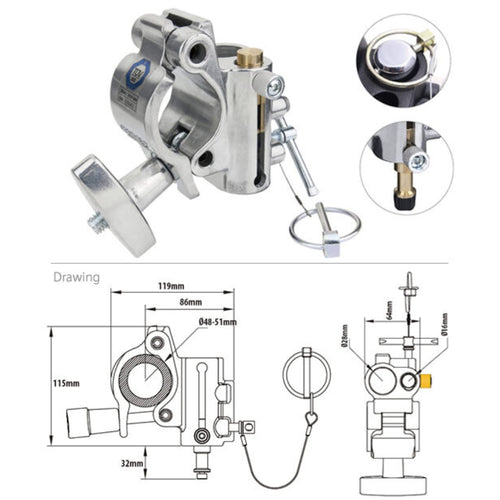 Kupo KCP-844 TV Coupler with 16mm Baby Pin and 28mm Junior Receiver - Polished Finish