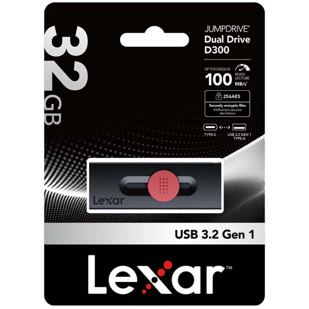 Lexar JumpDrive 32GB Dual Drive D300 USB 3.2 Gen 1 Type-C Capacity ...