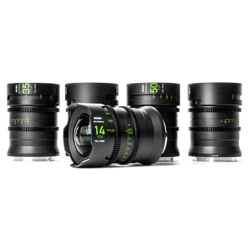 NiSi ATHENA PRIME Full Frame Cinema Lens Kit with 5 Lenses 14mm T2.4, 25mm T1.9, 35mm T1.9, 50mm T1.9, 85mm T1.9 + Hard Case (G Mount | No Drop In Filter)