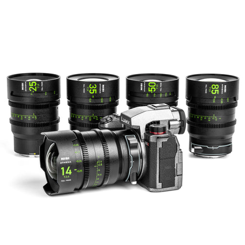 NiSi ATHENA PRIME Full Frame Cinema Lens Kit with 5 Lenses 14mm T2.4, 25mm T1.9, 35mm T1.9, 50mm T1.9, 85mm T1.9 + Hard Case (L Mount)