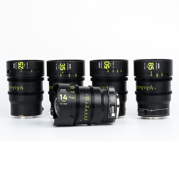 NiSi ATHENA PRIME Full Frame Cinema Lens Kit with 5 Lenses 14mm T2.4, 25mm T1.9, 35mm T1.9, 50mm T1.9, 85mm T1.9 + Hard Case (L Mount)