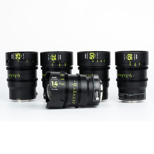 NiSi ATHENA PRIME Full Frame Cinema Lens Kit with 5 Lenses 14mm T2.4, 25mm T1.9, 35mm T1.9, 50mm T1.9, 85mm T1.9 + Hard Case (L Mount)
