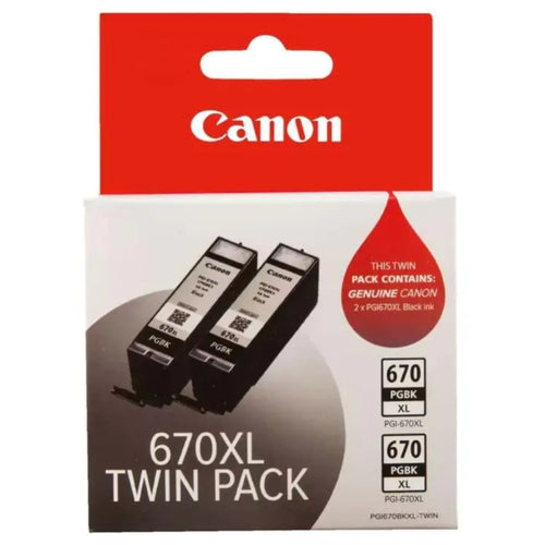 Canon PGI670XLBK Black XL Ink Tank - 2 Packs